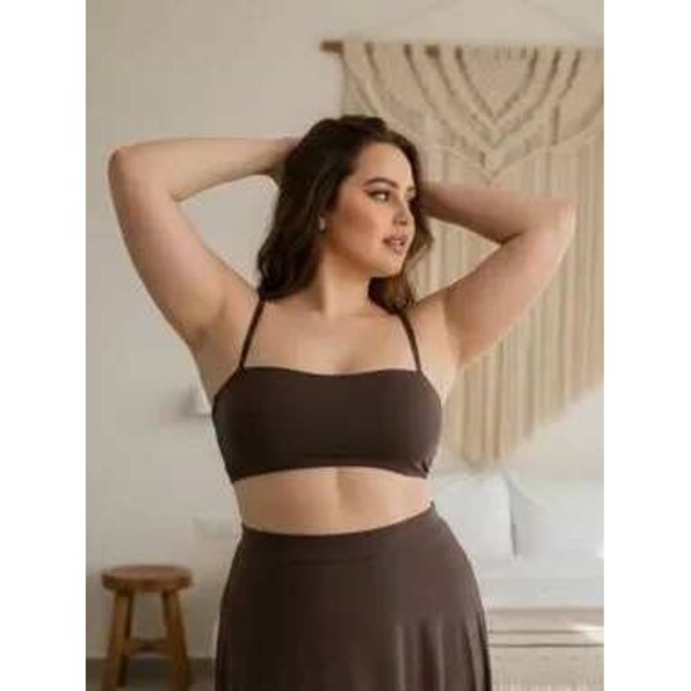 SKIMS Fits Everybody Strapless Bra Espresso Brown 42DD Underwire Molded Cup